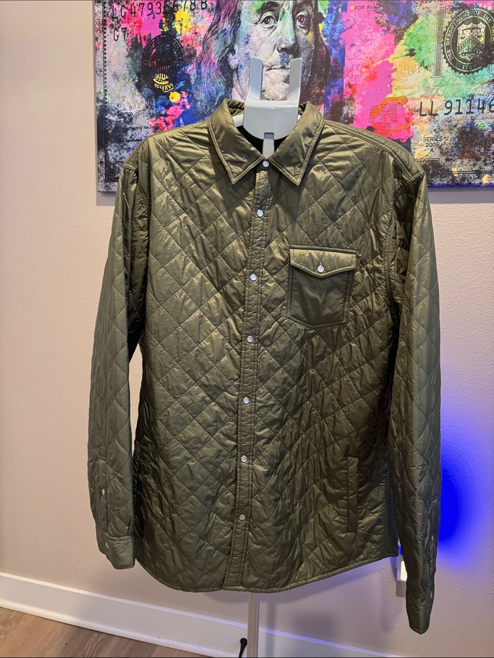 Criquet Olive Quilted Shirt Jacket